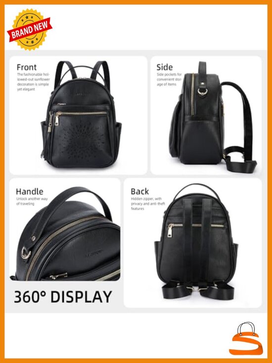 Mini PU Leather Backpack Purse Convertible Casual Travel Daypack